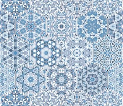 Vector set of hexagonal patterns. Illustrazione stock