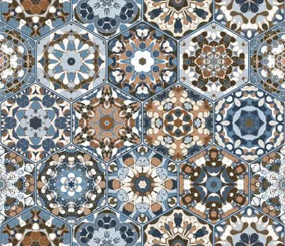 Vector set of hexagonal patterns. Illustrazione stock