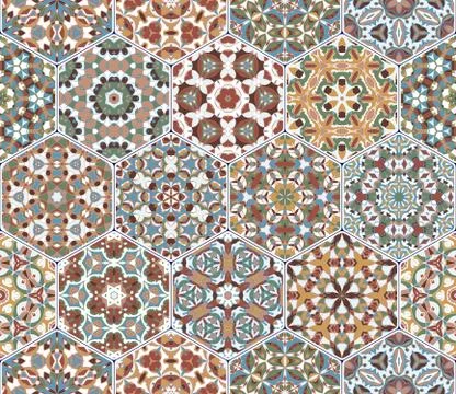 Vector set of hexagonal patterns. Stock Illustration