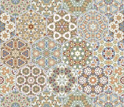 Vector set of hexagonal patterns. Stockillustratie