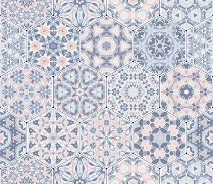 Vector set of hexagonal patterns. Stockillustratie