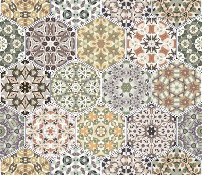 Vector set of hexagonal patterns. 스톡 일러스트