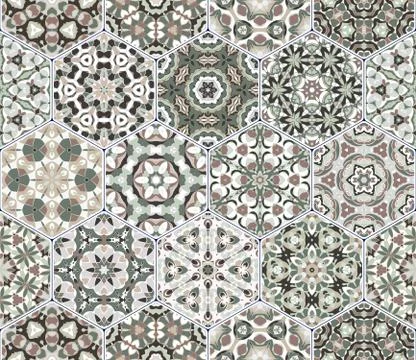 Vector set of hexagonal patterns. Stock Illustration