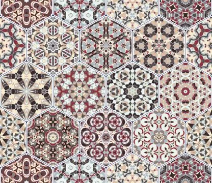 Vector set of hexagonal patterns. Stockillustratie