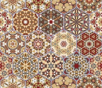 Vector set of hexagonal patterns. 스톡 일러스트