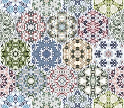 Vector set of hexagonal patterns. 스톡 일러스트