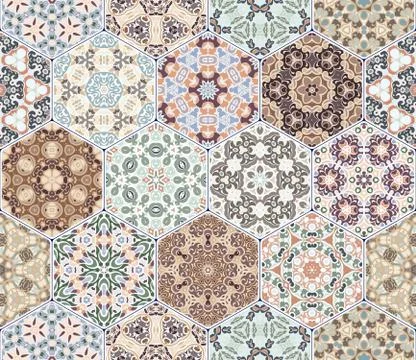 Vector set of hexagonal patterns. イラスト素材