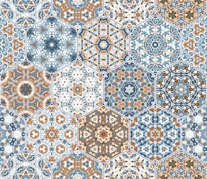 Vector set of hexagonal patterns. 스톡 일러스트