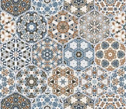 Vector set of hexagonal patterns. Illustrazione stock