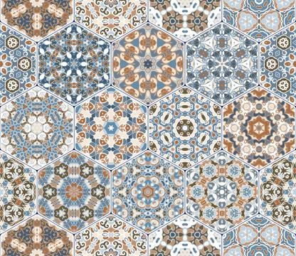 Vector set of hexagonal patterns. イラスト素材