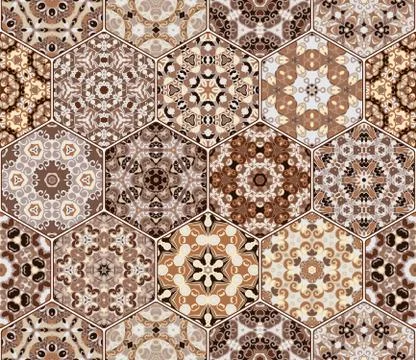 Vector set of hexagonal patterns. Illustrazione stock