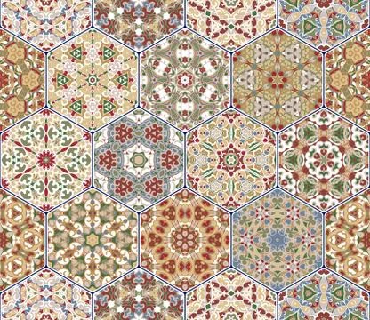 Vector set of hexagonal patterns. Illustrazione stock