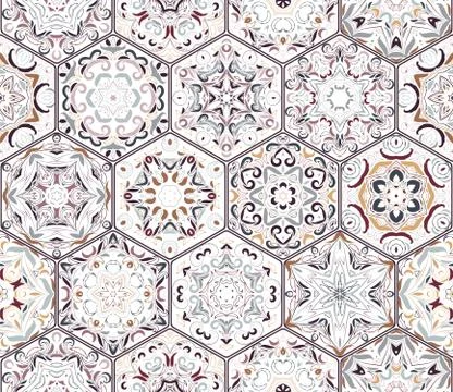 Vector set of hexagonal patterns. 스톡 일러스트