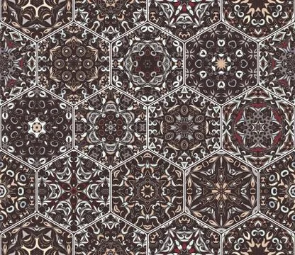 Vector set of hexagonal patterns. Stockillustratie
