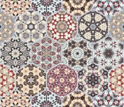 Vector set of hexagonal patterns. イラスト素材
