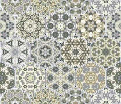 Vector set of hexagonal patterns. 스톡 일러스트