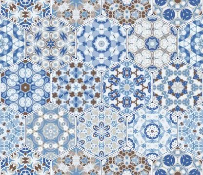 Vector set of hexagonal patterns. Stock Illustration