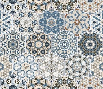 Vector set of hexagonal patterns. Illustrazione stock