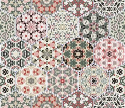 Vector set of hexagonal patterns. Illustrazione stock