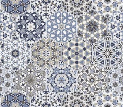 Vector set of hexagonal patterns. Stockillustratie