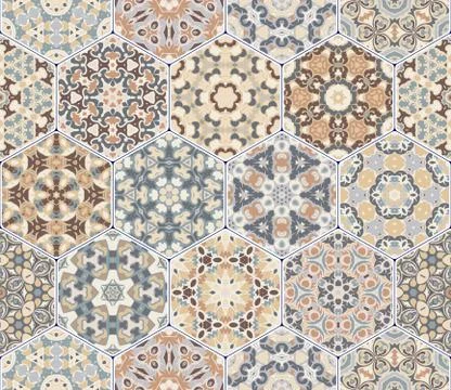 Vector set of hexagonal patterns. 스톡 일러스트