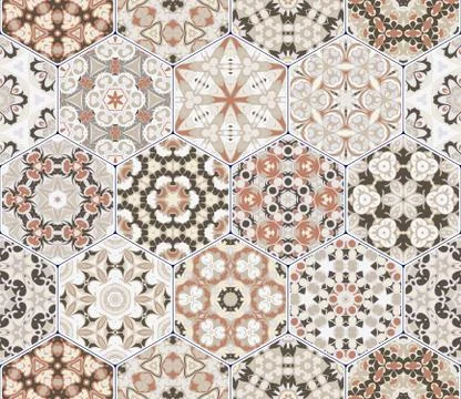 Vector set of hexagonal patterns. Illustrazione stock