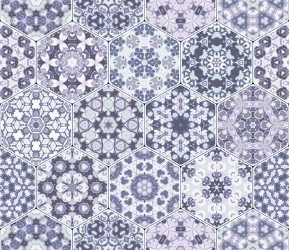 Vector set of hexagonal patterns. 스톡 일러스트
