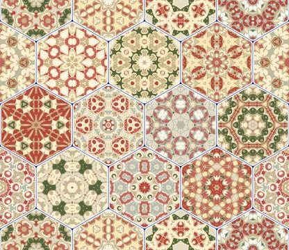 Vector set of hexagonal patterns. Illustrazione stock