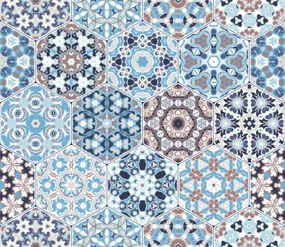 Vector set of hexagonal patterns. Illustrazione stock