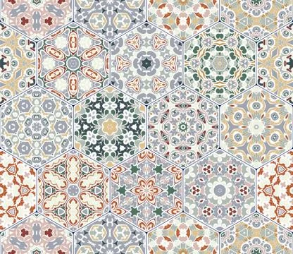 Vector set of hexagonal patterns. 스톡 일러스트