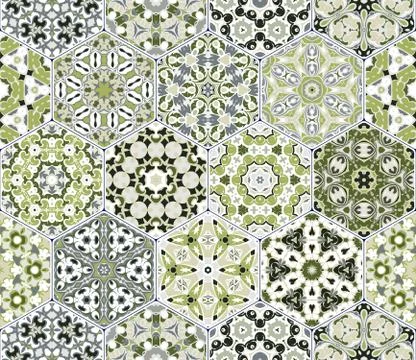 Vector set of hexagonal patterns. 스톡 일러스트