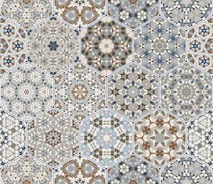 Vector set of hexagonal patterns. Stockillustratie
