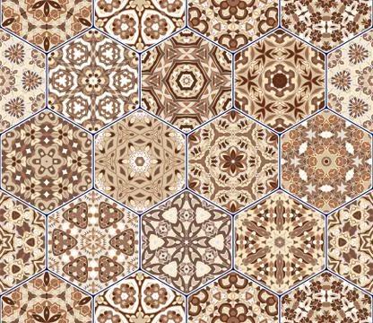 Vector set of hexagonal patterns. Stockillustratie