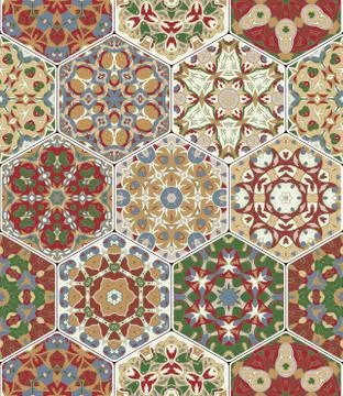 Vector set of hexagonal patterns. イラスト素材