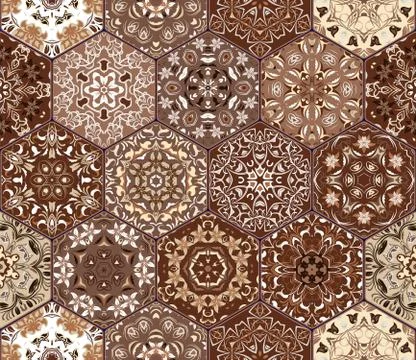 Vector set of hexagonal patterns. Illustrazione stock