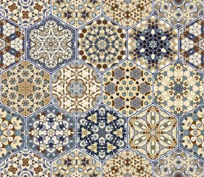 Vector set of hexagonal patterns. Stockillustratie