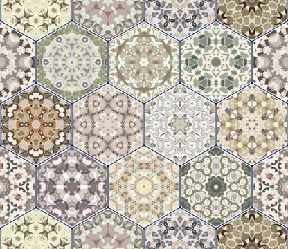 Vector set of hexagonal patterns. イラスト素材