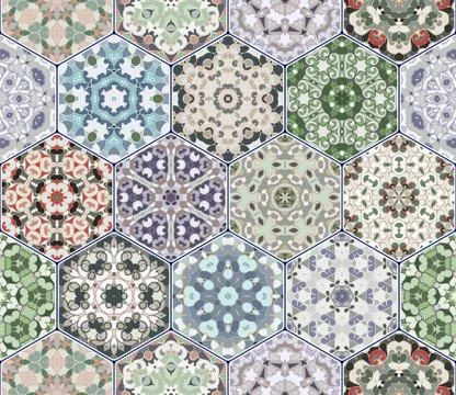 Vector set of hexagonal patterns. 스톡 일러스트