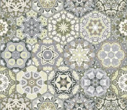 Vector set of hexagonal patterns. Illustrazione stock