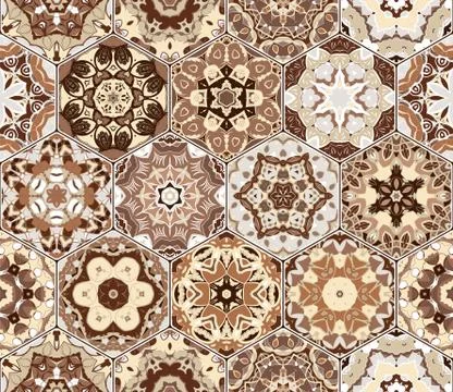 Vector set of hexagonal patterns. Stock Illustration
