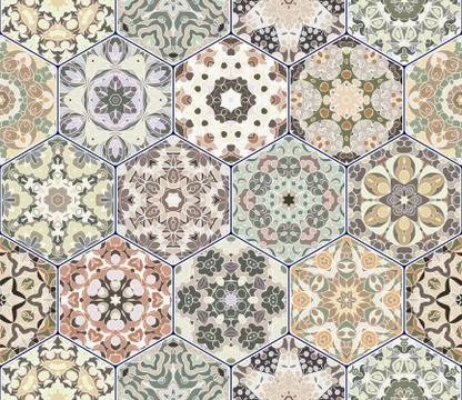 Vector set of hexagonal patterns. イラスト素材