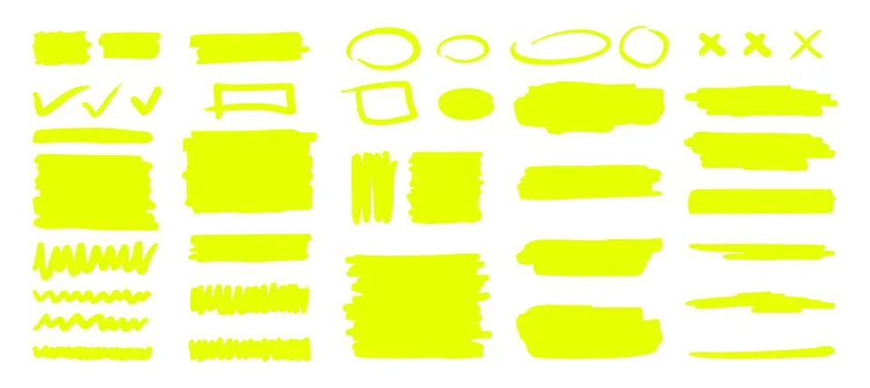 Vector set of highlighter marker strokes Stock Illustration