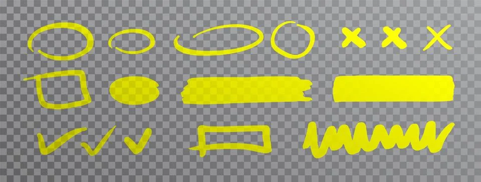 Vector set of highlighter marker strokes Stock Illustration