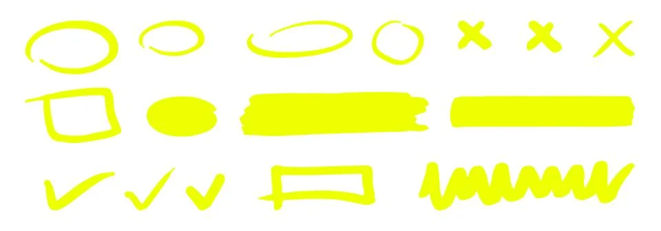 Vector set of highlighter marker strokes Stock Illustration
