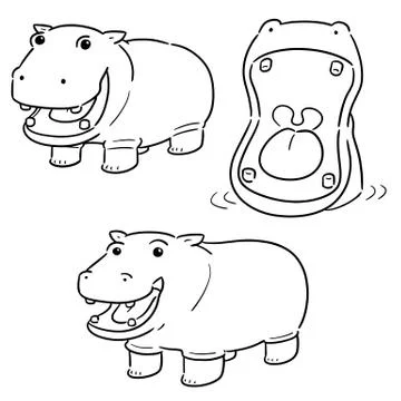 Vector set of hippopotamus Stock Illustration