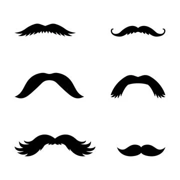 Vector set of hipster mustache on white isolated background Stock-Illustration