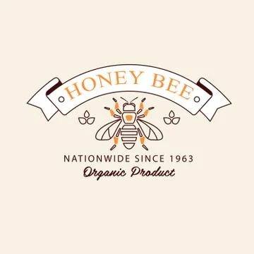 Vector set of honey and bees labels, badges 스톡 일러스트