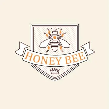 Vector set of honey and bees labels, badges 스톡 일러스트