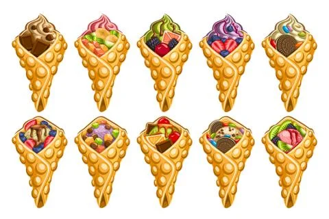 Vector set of Hong Kong Waffles Stock Illustration