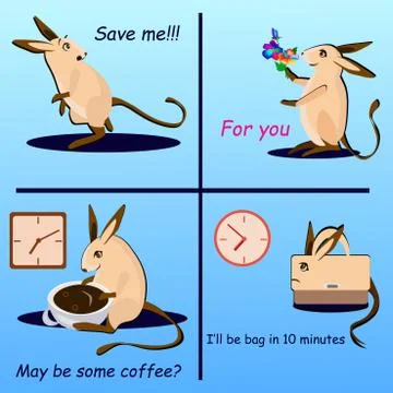 Vector set of hopping mouse in different moods Stock Illustration